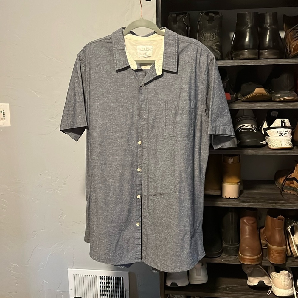 Blue short sleeve button down